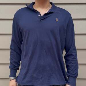 Polo Ralph Lauren Navy Blue Long-Sleeve Rugby Shirt - Classic Fit - Size L